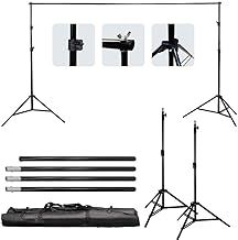 Bonnlo Adjustable Backdrop Stand Kit - 2x3m（6.5x9.8ft) Support with Carry Bag and 3 Clamps - Background Support Kit for Photography Video Studio, Birthday or Parties