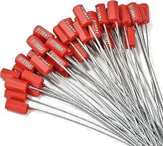 50pcs Pull-Tite Steel Wire Cable Seals Anti-Tamper Security Tags Numbered Security Wire Seals Security Cable Ties Self-Locking Trailer Seals (Red)