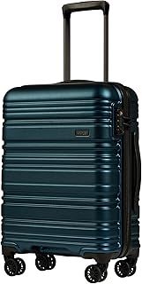 ANTLER - Saturn Hard Shell Cabin Suitcase - 55 x 40 x 20 cm 35.2L, Lightweight, 4 Spinner Wheels, TSA Lock, Carry On Luggage Approved by easyjet & British Airways - Charcoal Grey