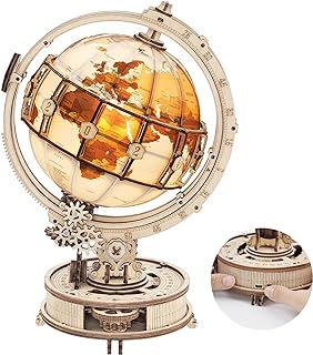 ROBOTIME 3D Puzzle Wooden Luminous Globe, Model Kits for Adult to Build, Mechanical Building Construction Jigsaw Craft, Ideal Festival Gift Sets