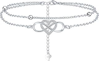 MOROTOLE Sterling Silver Bracelet Layered Silver Bracelets for Women Cubic Zirconia Adjustable Infinity Bracelets Friendship Bracelet for Ladies Gifts