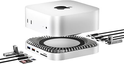 Mac Mini M4 Dock, USB C Hub Aluminum Mac Mini Stand and HDMI Hub for M4 and Pro 2024 with M.2 NVMe/SATA SSD Enclosure, 4K60Hz HDMI,10G USB A/C, 5G USB A*2, Charge, SD/TF, Audio