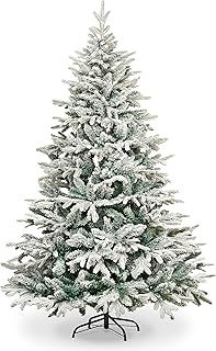 Garden Store Direct Lapland Fir Covered Artificial Christmas Tree Snow Flocked PE PVC Mixed Tips Hinged Branches Bushy Luxury Xmas Home Snowy Decorations 4ft to 10ft (4ft (120cm), Snow Flocked)