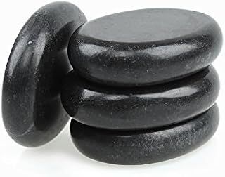 Windfulogo 4Pcs Professional Hot Massage Stones Set Natural Lava Heated Stones Basalt Warmer Rock for Spa, Massage Therapy (3.14 x 2.36 in)