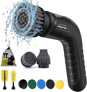 Electric Scrubber Power Spin Scrubber Cordless, Electric Spin Scrubber with 8 Brush Heads 1 Net Bag, Electric Scrubbing Brush 2 Speed, Electric Cleaning Brush for Bathroom Shower Floor Grout