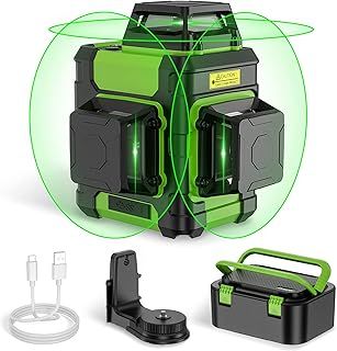 Laser Level 360, Huepar Green 3D Lazer Level Self-Leveling Outdoor 12 Lines Laser Cross Line Laser Three-Plane Leveling with Pulse Mode, Rechargeable Li-ion Battery, Magnetic Bracket, Hard Carry Case