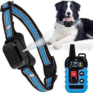HOMELYLIFE Dog Anti-Bark Collar – 4 Modes (Vibration/Sound/Spray/Reinforcement Spray), No Shock, 1000ft Range Upgrade Stop Barking Remote Training Collar for Small, Medium & Large Dogs