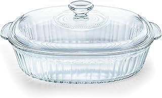 Luvan 2.8L/3Qt Large Glass Casserole Dishes with Lids for Oven Microwave and Freezer Deep Lasagne Dish with Handle Non Stick Borosilicate Glass Baking Tray for Serving Cooking