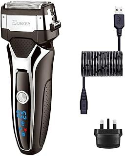 SURKER Men's Electric Foil Shaver Razor For Men With Trimmer Cordless Shaver Wet And Dry LCD Display Moustache/Sideburns Razor Pop-up Hair Trimmer USB Fast Charging