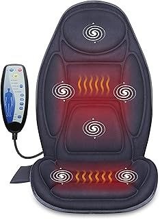 Snailax Back Massage with Heat, Vibration Massage Chair with Heat for Home Office Use, 6 Vibration Massage Nodes & 2 Heat Levels, Grey