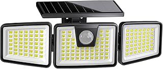 KIBTOY 156LED Solar Security Lights, Outdoor Solar Wall Light with Motion Sensor, 3 Adjustable Heads, 270° Wide Lighting Angle, IP65 Waterproof
