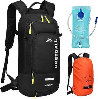 LOCAL LION Hydration Backpack with 2L Water Bladder, Cycling Backpack with Raincover and Helmet Cover for Men and Women