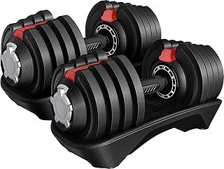 Yaheetech Space-Saving Adjustable Dumbbell Set - 12.5KG/18KG/24KG/40KG Weights with Safety Locking Mechanism, Home Gym Strength Training Equipment for Full Bodybuilding