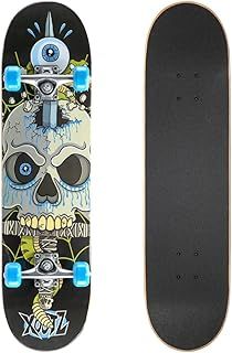 Xootz 31” x 8” Complete Skateboard for Beginners, 9 Ply Maple Deck, Double Kick Standard Board, for Boys and Girls, Multiple Colours