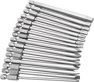 16pcs 1/4" Hex Shank Magnetic Screwdriver Bits Set - 4 Inch Long Allen Wrench, Screwdriver Bit Sets - Cross & Flat Head Slotted Tip