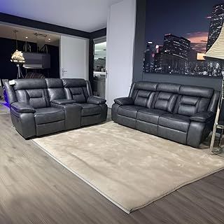 Electric Recliner 3+2 seater Sofa In Elephant Grey - 3 and 2 seater - Leather Sofa (3+2 Seater)