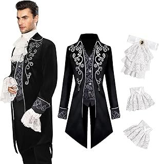Medieval Clothing Men's Costume: Steampunk Jacket, Gothic Tailcoat, Victorian Tailcoat for Men, Halloween Pirate Vampire Cosplay