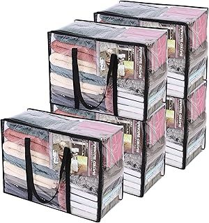 Vieshful 5 Pack Clear Comforter Storage Bag, 40L Clothes Storage Bag with Zipper Closet Organizer, Plastic Storage Containers Moving bags for Comforter, Blanket, Bedding, Duvet, Toys