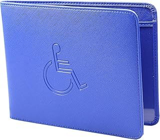VANHVIS Disabled Badge and Timer Holder, PU Leather Blue Badge Wallet Protector Disabled Parking Permit Cover Hologram-Safe(Blue Holder)