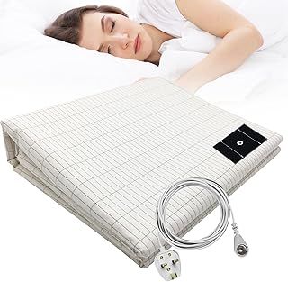 Organic Cotton Grounding Sheet UK | 10% Pure Silver Thread | 15ft British Standard Cord | Pain Relief & Deep Sleep (27x52in)