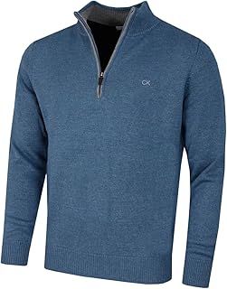 Calvin Klein Mens 2025 Knit Cotton 1/2 Zip Golf CK Top Sweater
