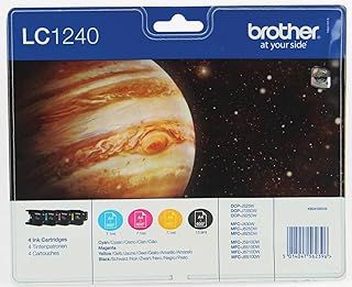 Brother LC-1240BK/LC-1240C/LC-1240M/LC-1240Y Inkjet Cartridges, Black/Cyan/Magenta/Yellow, Multi-Pack, High Yield, Includes 4 x Inkjet Cartridges, Brother Genuine Supplies