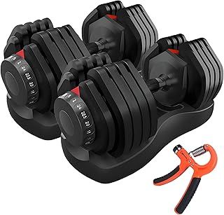 2x24kg/40kg Pair Adjustable Dumbbell 15 Weight in 1 with Fast Automatic Adjustable and Weight Plate for Body Workout Home Gym dumbbell（Include 2 dumbbells + 2 hand Gripper）