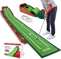 Putting Mat Indoor Golf - Golf Practice Mat with 3 Reduced-Side Hole and Auto Ball Return System Putting Green for Men & Women Playing Golf Game