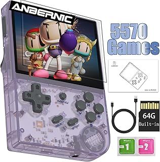 RG35XX 2024 Retro Handheld Game Console Linux System HD and TV Output 3.5 Inch IPS Screen 64G TF Card 5500+ Classic Games 2600mAh Battery (RG35XX-Black)