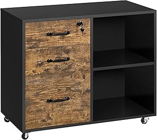 Yaheetech Mobile File Cabinet 3-Drawer Lateral Filing Cabinet for Home & Office Vintage Letter Size A4 File Organization Unit Printer Stand 80x40x65.5 cm (LxWxH)