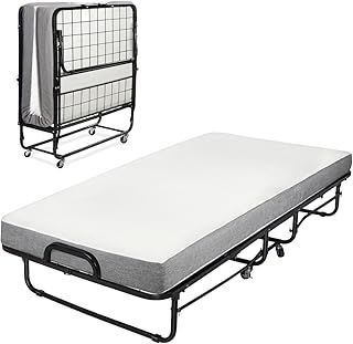 Milliard Diplomat Guest Folding Bed with 12.5cm Thick Luxurious Memory Foam Mattress and a Strong Sturdy Foldable Rollaway Frame - Small Single 190 x 79cm