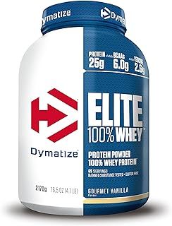 Dymatize Elite 100% Whey Gourmet Vanilla 2170g - High Protein Low Sugar Powder + Whey Protein and BCAAs