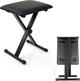Portable Piano Keyboard Stool Folding Padded Chair Bench Seat Black Adjustable ® Crystals