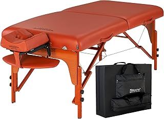 Master Massage 79cm Santana Pro Portable Massage Table Package, Memory Foam Cushioning, Reiki Leg Panels, Mountain Red- Tattoo Table- Spa Bed- Folding Massage Table- Facial Bed