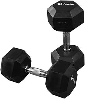 Rubber Dumbbells - Rubber Encased Hexagonal Dumbbells- Anti-Rolling, Adjustable Dumbbells for Home Gym - Weight Rubber Dumbbells Set for Strength Training, Bodybuilding and Fitness Workouts