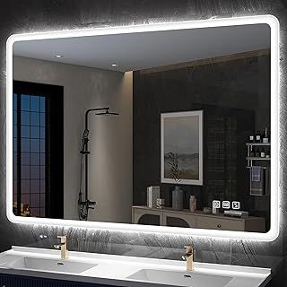 S'bagno 100x70cm Wall-Mounted Bluetooth Bathroom Mirror with LED Lights, 3 Color Temperatures, Dimming/Demister Pad/IP44/Vorizontal or Horizontal