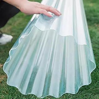 Clear Roof Sheet,1.2mm Corrugated Roofing Sheets,FRP Daylighting Plate,Flame Retardant/Rainproof/Anti-UV Garage Roofing Covers,Replacement Shed Panel,1/3/6/7/9/10 Pcs (0.9x1.4m/35x55in,1 Pcs)