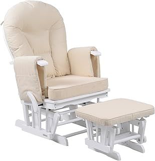 Sereno Nursing Glider maternity rocking chair with glide lock and footstool … (White)