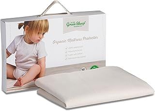 The Little Green Sheep SnuzPod³ Waterproof Organic Mattress Protector, 100% Cotton Flat Noiseless Bed Sheet Topper for Babies & Children - 44 x 80 cm (Natural White)