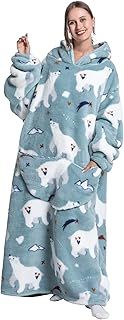 Extra Long Oversized Blanket Hoodie,Wearable Hooded Blanket Adult for Women and Men,Hoodie Blanket with Pocket,Fluffy Throw Sweatshirt