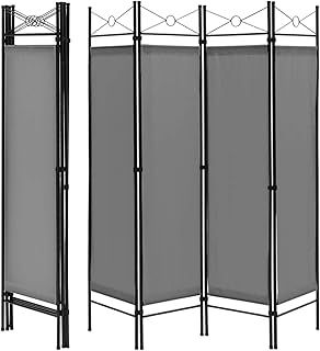 Multigot 4 Panel Room Divider, Folding Protective Screens, Movable Partition Privacy Separator for Living Room Bedroom Office (Grey)