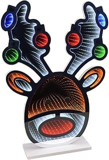Double Sided Infinity Mirror Light Christmas Decoration Optical Illusion Multicolour - Reindeer