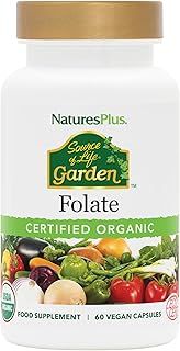 Source of Life Garden Organic Folate Capsules - 400 mcg Methylfolate and Other Plant Based Folates Extracted from Lemon Peel - Vegan, Gluten Free - 60 Capsules