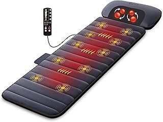 Comfier Massage Mat with Heat Pad,Full Body Massage Bed with Shiatsu Neck Massage Pillow,10 Vibrating Motors & 4 Heating Pads for Back Relief,Massagers for Neck & Back,Gifts for Women,Men