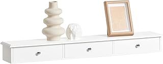 SoBuy Wall Shelf Floating Shelf Wall Storage Unit with 3 Drawers White W94 x D15 x H10cm FRG43-L-W
