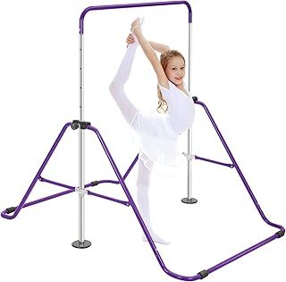 Trintion Gymnastics Bar Kids Folding Horizontal Bar Gymnastic Training Equipment Adjustable Height for Home Gym Indoor Garden Outdoor