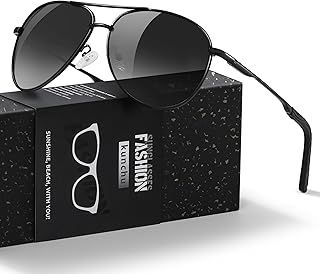 kunchu Pilot Sunglasses Mens Polarized Sunglasses Unisex UV400 Protection Black Sunglasses Driving, Fishing,Running Classic Ultra Light Shades Black