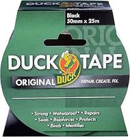 Duck Tape Original Black, 50mm x 25m. The original high strength waterproof gaffer and duct adhesive cloth repair tape