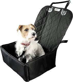 MuttStuff & Co Dog Car Seat - Waterproof Booster Seat Puppy Seat Belt, 2-in-1 Seat Cover for Dog in Car, Puppy Travel Car Seat, Foldable Safety Basket Seat for Small to Medium Dogs