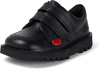 Kickers Unisex Kids Kick Lo Vel Twin Strap Black Leather School Uniform Shoes Leather School Shoes